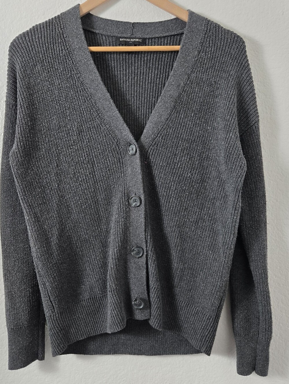 Banana Republic Dark Grey V-neck Knit Cardigan Sweater